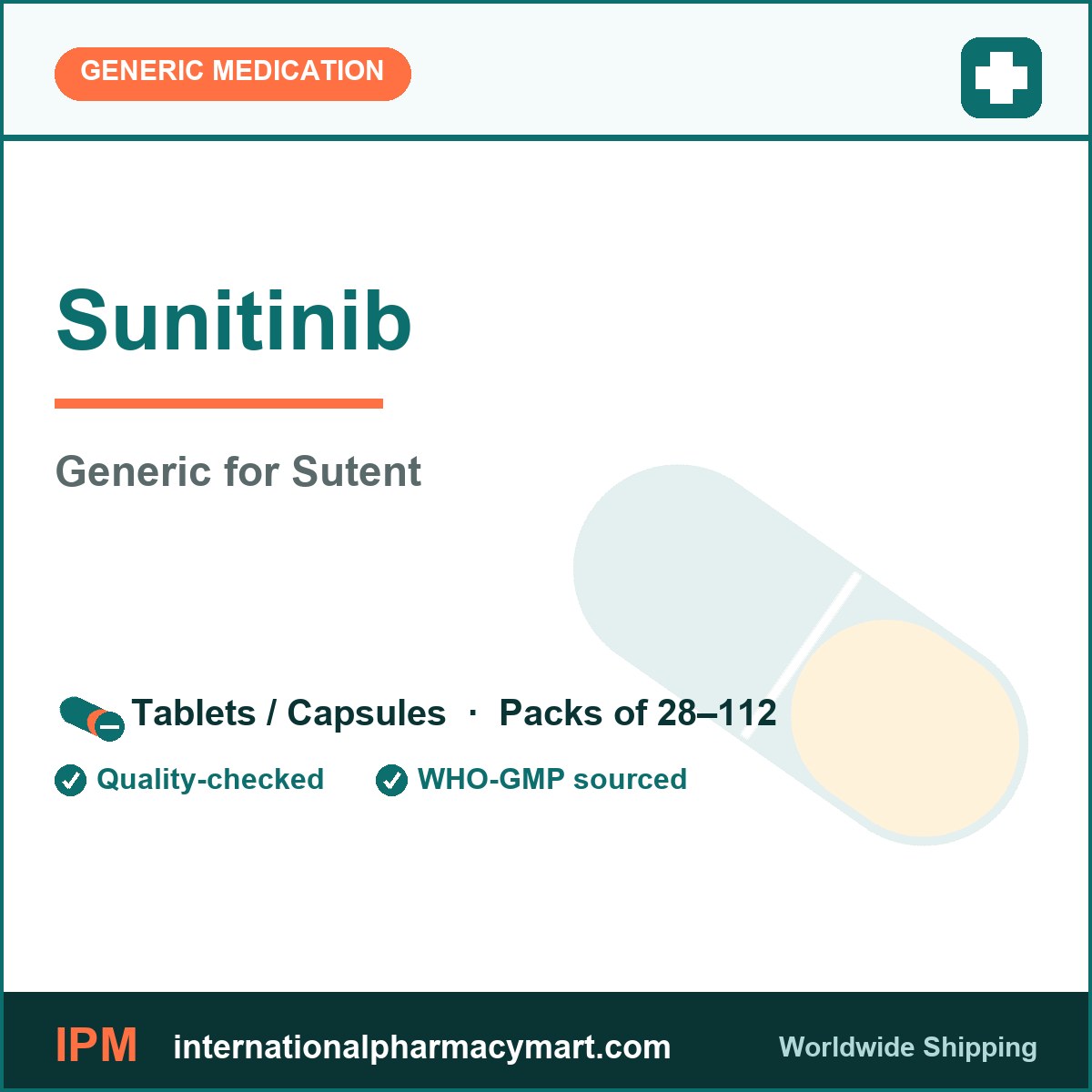 Sunitinib - generic Sutent | International Pharmacy Mart