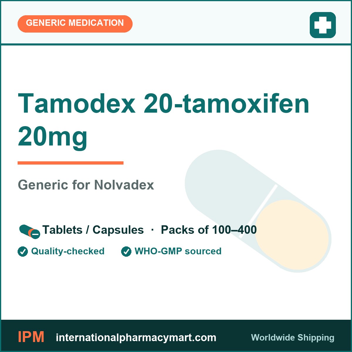 Tamodex 20-tamoxifen 20mg - generic Nolvadex | International Pharmacy Mart