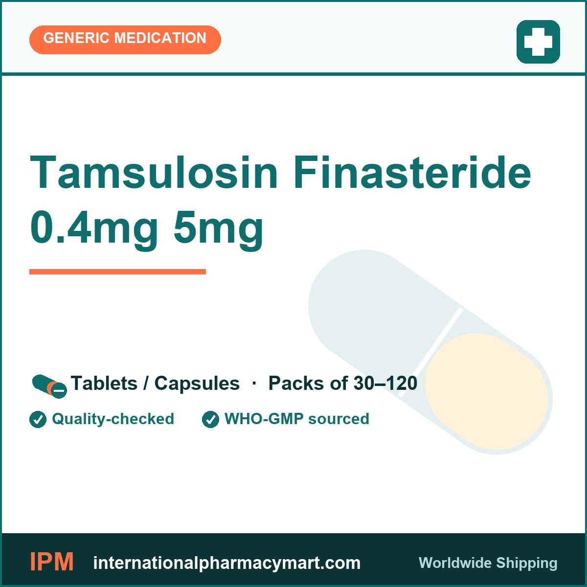 Tamsulosin Finasteride 0.4mg 5mg | International Pharmacy Mart