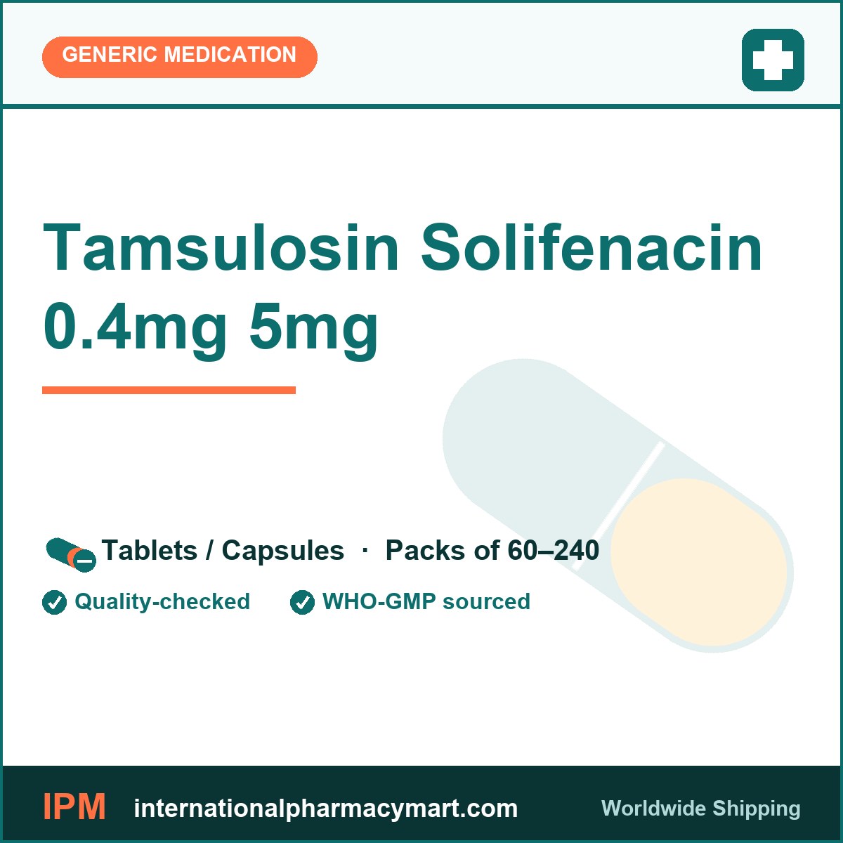 Tamsulosin Solifenacin 0.4mg 5mg | International Pharmacy Mart
