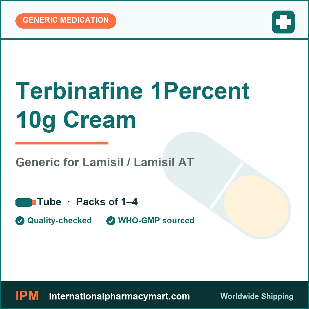 Terbinafine 1Percent 10g Cream - generic Lamisil / Lamisil AT | International Pharmacy Mart