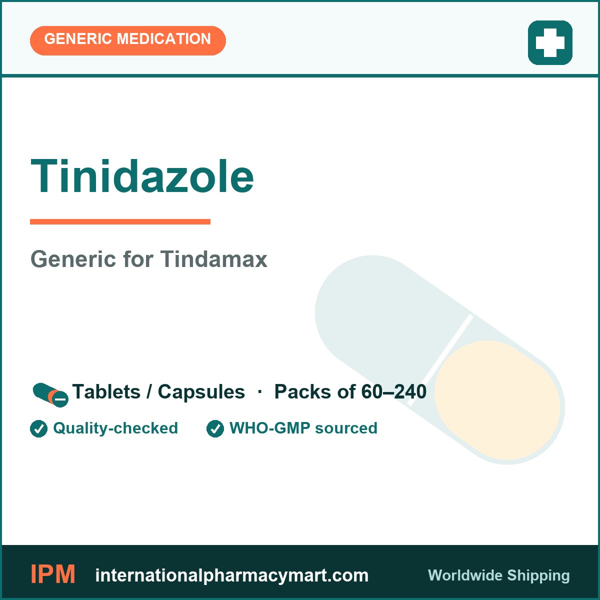 Tinidazole - generic Tindamax | International Pharmacy Mart