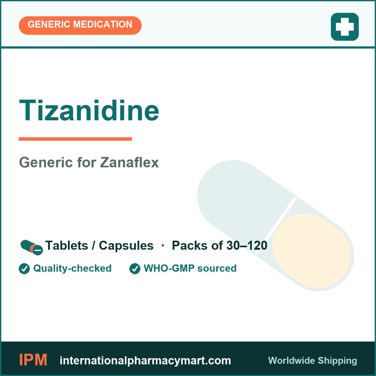 Tizanidine - generic Zanaflex | International Pharmacy Mart