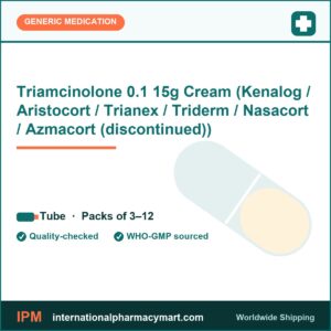 Triamcinolone 0.1 15g Cream (Kenalog / Aristocort / Trianex / Triderm / Nasacort / Azmacort (discontinued)) | International Pharmacy Mart