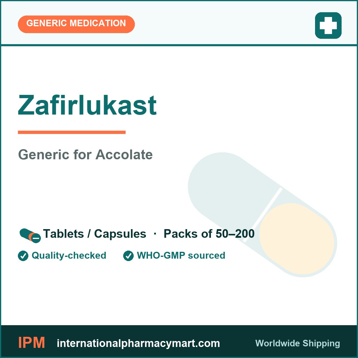 Zafirlukast - generic Accolate | International Pharmacy Mart
